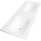 Brauer Glacier dubbele wastafel fine stone 120cm zonder kraangaten wit glans