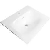 Brauer Glacier wastafel fine stone 60cm met kraangat wit glans