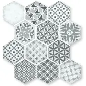 Terre d'Azur Epoca wandtegel hexagon 28x30cm grijs - per 4 vellen