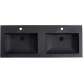 Lambini Designs Lugano wastafel quartz 120cm dubbel met 2 kraangaten zwart mat