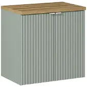 Comad Reed Green badmeubel ribbelfront 60cm met 2 deuren en eiken toppaneel