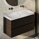 Fontana Kolo wastafelmeubel kasteel bruin 100cm mat witte wastafel 0 kraangaten