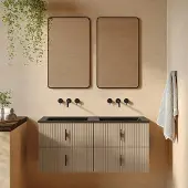 Muebles Marbella badmeubel ribbelfront 120cm macchiato met zwarte wastafel zonder kraangat