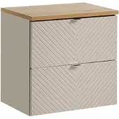 Comad Viva Cashmere badkamermeubel 60cm taupe met 2 lades en eiken toppaneel