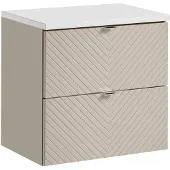 Comad Viva Cashmere badkamermeubel 60cm taupe met 2 lades en wit toppaneel
