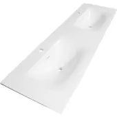 Brauer Glacier dubbele wastafel fine stone 160cm met kraangaten wit glans