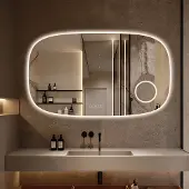 Saniclear Shave Deens ovale spiegel 120x70cm met verlichting, verwarming en vergrootglas