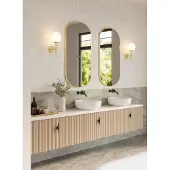 Muebles Ezra badmeubel ribbelfront 240cm macchiato met wit toppaneel zonder waskom