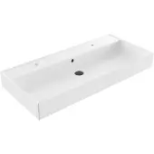 Lambini Designs Valenza wastafel keramiek 100cm met 2 kraangaten wit glans