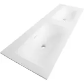 Brauer Glacier dubbele wastafel fine stone 120cm zonder kraangaten wit mat