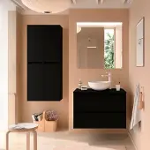 Muebles Project badmeubel 100cm met 2 lades en toppaneel zwart mat