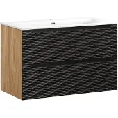 Comad Ocean Black badmeubel 90cm met 2 lades en wastafel wit glans