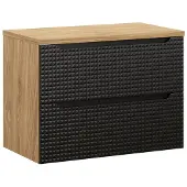 Comad Luxor Black badmeubel 80cm met 2 lades en wastafelblad
