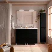 Muebles Project badmeubel 120cm met 6 lades en wastafel zwart mat