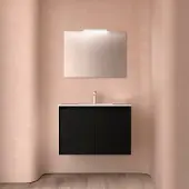 Muebles Project badmeubel 80cm met 2 deuren en wastafel zwart mat