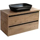 Sanicare Arda badkamermeubel 100cm diveria oak met zwarte waskom 60x40cm