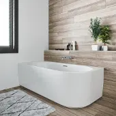 Riho Desire half vrijstaand bad links 184x84cm wit glans met Fall overloop