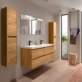Muebles Project badmeubel 140cm met 4 lades en wastafel warm eiken