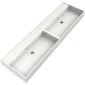 Brauer Gravity dubbele wastafel mineraalmarmer 160cm zonder kraangat wit glans