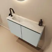 Mondiaz Ture DLux toiletmeubel 80cm greey met wastafel ostra links met kraangat