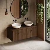 Muebles Sierra badmeubel ribbelfront 120cm walnoot zonder waskom