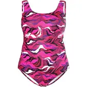 Ulla Popken Badpak pink / zwart / wit