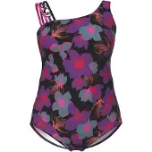 Ulla Popken Badpak cyaan blauw / lila / rood / zwart