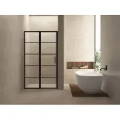 Mueller Skyline nisdeur met vaste wand 140x200 mat zwart anti-kalk