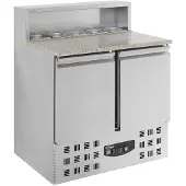 CombiSteel Pizzawerkbank - 230L - 2 Deuren 1/1 GN - Boven 5x 1/6 GN - Statisch + Ventilator - 903x700x1090mm - Horeca Oven