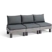 Keter Signature Elements 3-zits Loungebank - met groene kussens - Cappuccino/Ashwood