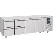 CombiSteel Koelwerkbank - ENERGY LINE - Energiezuinig - 632L - 2 Deuren + 4 Laden 1/1 GN - -2°C/+8°C - Geforceerd - 2330x700x850mm