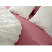 Yumeko Hoeslaken Gewassen Percal Katoen 180x200 Roze - Eco, Bio & Fairtrade