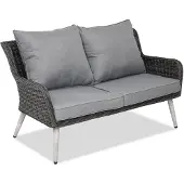 Garden Point Tweezitsbank van kunststof rotan voor terras Bilbao antraciet