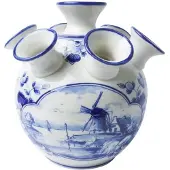 Heinen Delfts Blauw Tulpenvaas - Molen