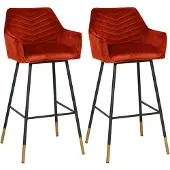 Bronx71 Velvet barkruk Fiona koper 65-78 cm - Barkrukken set van 2 - barstoel