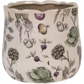 Clayre & Eef Keramiek Bloempot voor Binnen – Kleurrijke Groenten – Rustieke Pot – Ø 18 cm – Groentenmotief