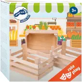 Small Foot - Houten Kratjes Groot 18x12x9,5cm, Set van 3