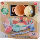 Play speelgoed wasrek met keukenaccessoires - 23-delige set servies.