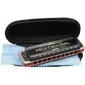 Cascha Professionele Bluesmondharmonica, Toonsoort C met Etui en Onderhoudsdoek, Zwart (HH 2025)