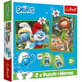 Trefl Smurfen puzzel en memory spel - 2in1 kinderspel karton.