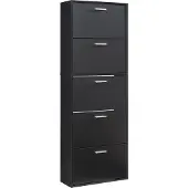 En.casa Schoenenkast Sykkylven 5 kleppen zwart 169x60x24 cm []