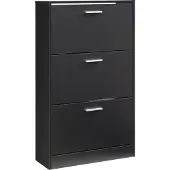 En.casa Schoenenkast Sykkylven 3 kleppen zwart 103x60x24 cm []