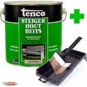 Tenco Steigerhoutbeits White Wash 2,5ltr + Beitskwast 12x3cm & beits bakje