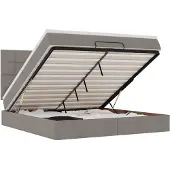 vidaXL Ottomanbed met matras en LED-verlichting, taupe, 180x200 cm, gestoffeerd