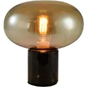 QUVIO Tafellamp retro - Marmer met ovaal glazen kap - Diameter 22 cm