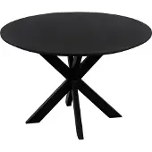 QUVIO Eettafel Sofia – Rond – Ø120 – Stalen kruispoot – FSC-gecertificeerd mangohout – Zwart