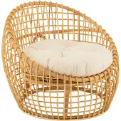 J-Line stoel lise+kussen 1 personen rotan/textiel naturel/wit 79x84x67cm