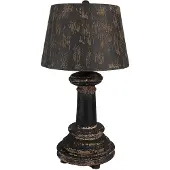 Clayre & Eef Tafellamp Ø 35x64 zwart hout metaal bureaulamp
