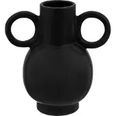 Atmosphera Olme Vaas - Decoratieve Bloemenvaas - Moderne Design Vaas - Vaas voor Woonkamer en Interieur - Waterdicht - Dolomiet Keramiek - 21 x 14.5 x 22.5 cm - Zwart