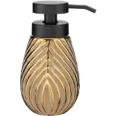 Wenko Zeepdispenser Idro goud keramiek met structuur 330ml - Zeeppompje vrijstaand en navulbaar - Badkamer/toilet/keuken